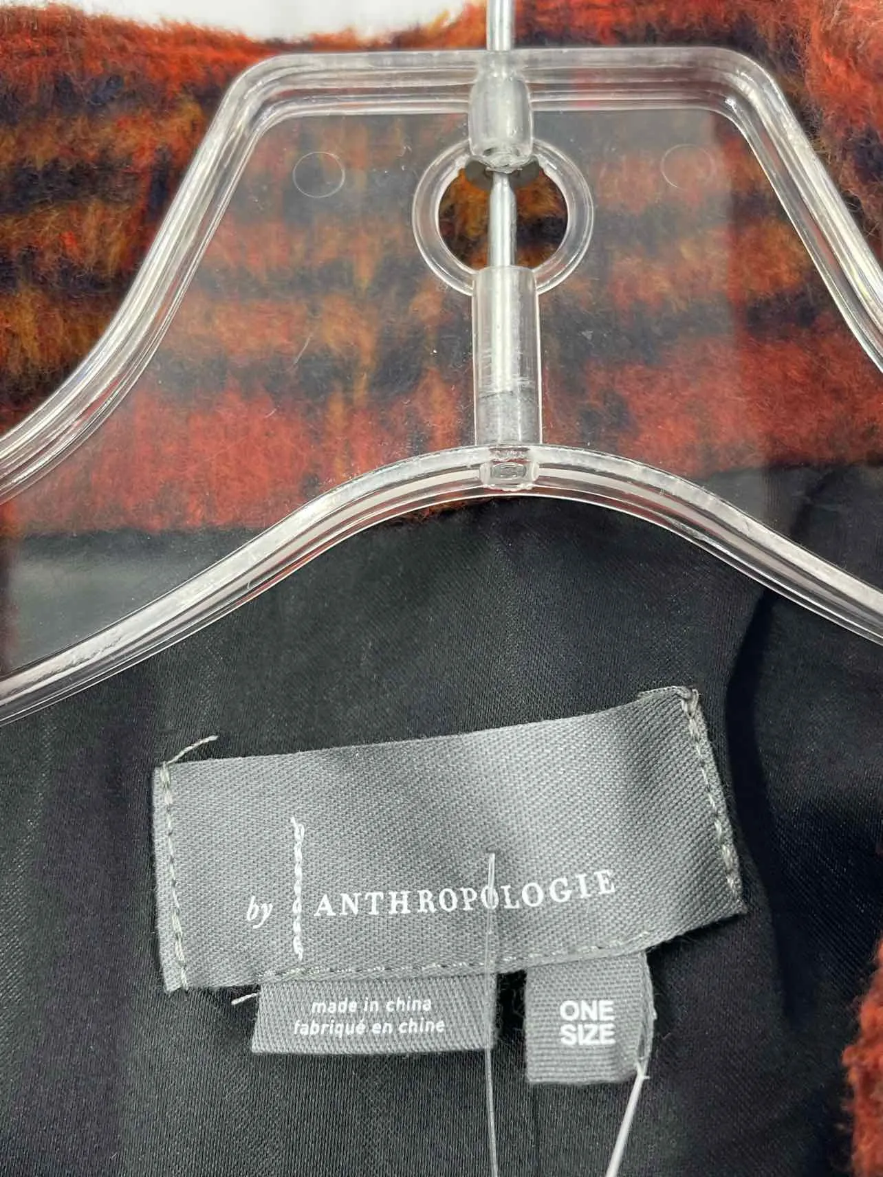 Anthropologie Size One Size Orange/Navy Plaid Wool Blend NEW Jackets Cape