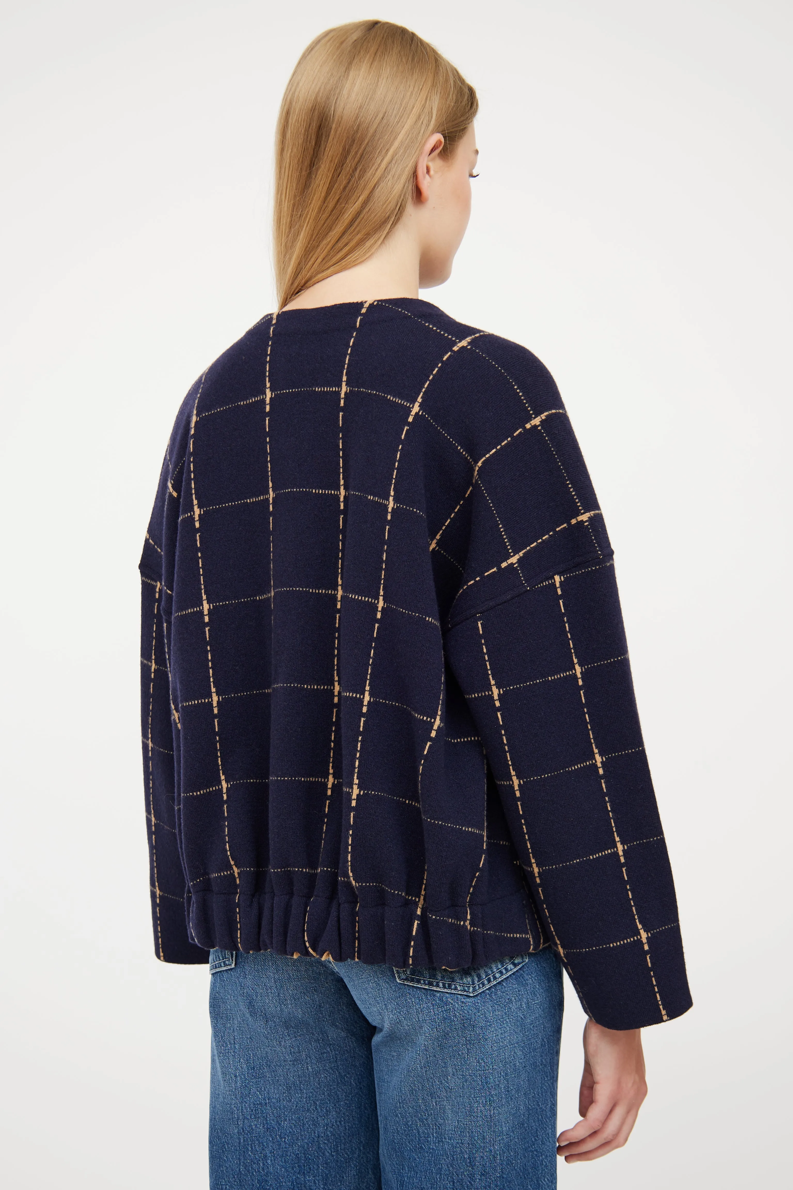 Beige & Navy Reversible Plaid Jacket