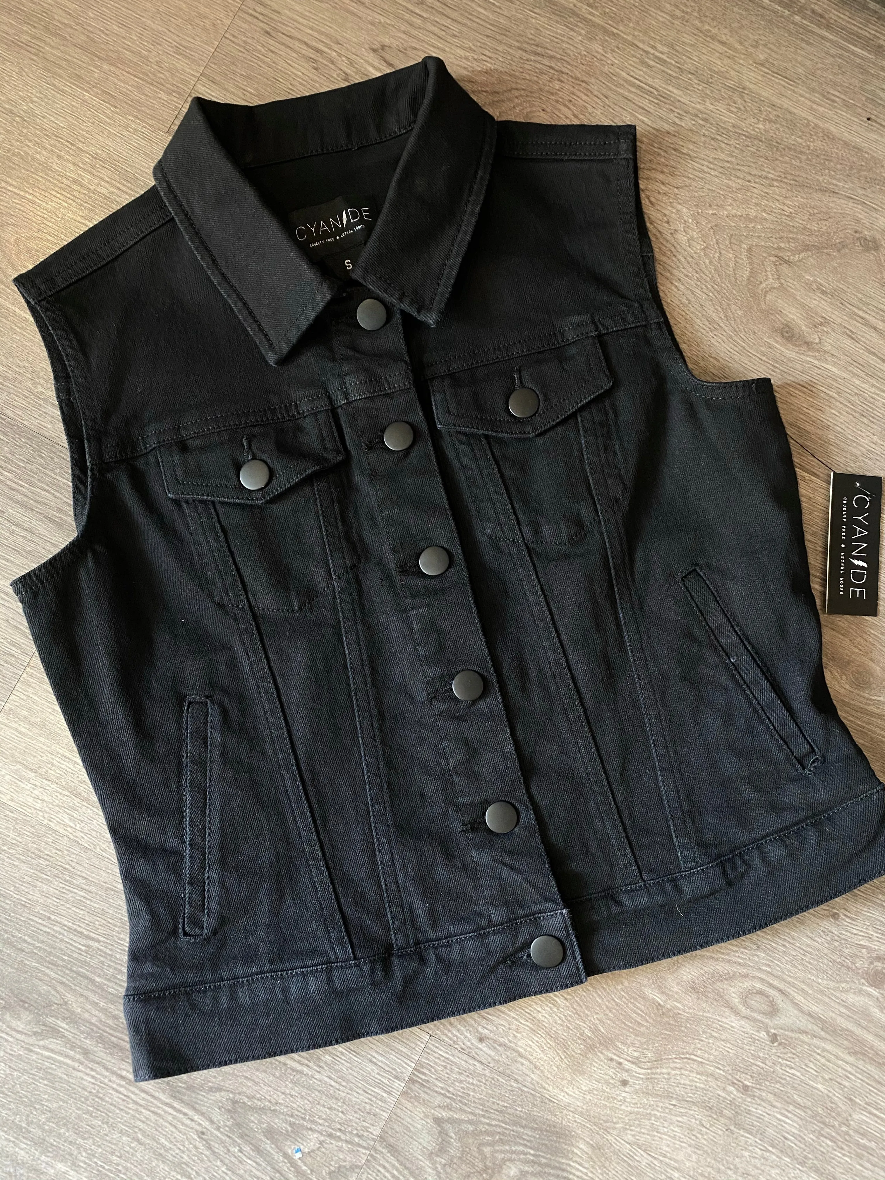 Cyanide Runaway Black Denim Vest