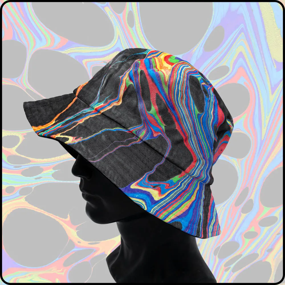 Dark Rainbow RGB Hydro-Dipped Bucket Hat