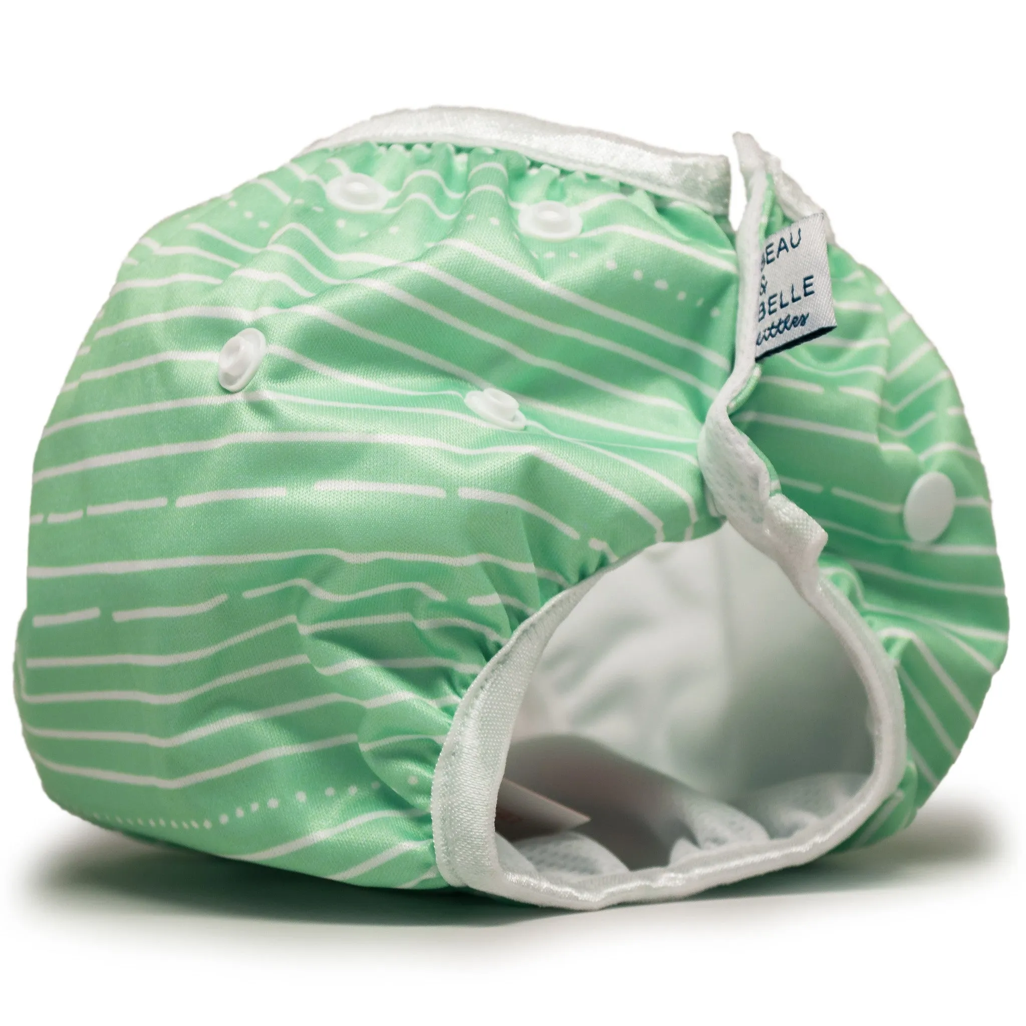Green Stripes Cloth Reusable Swim Diaper