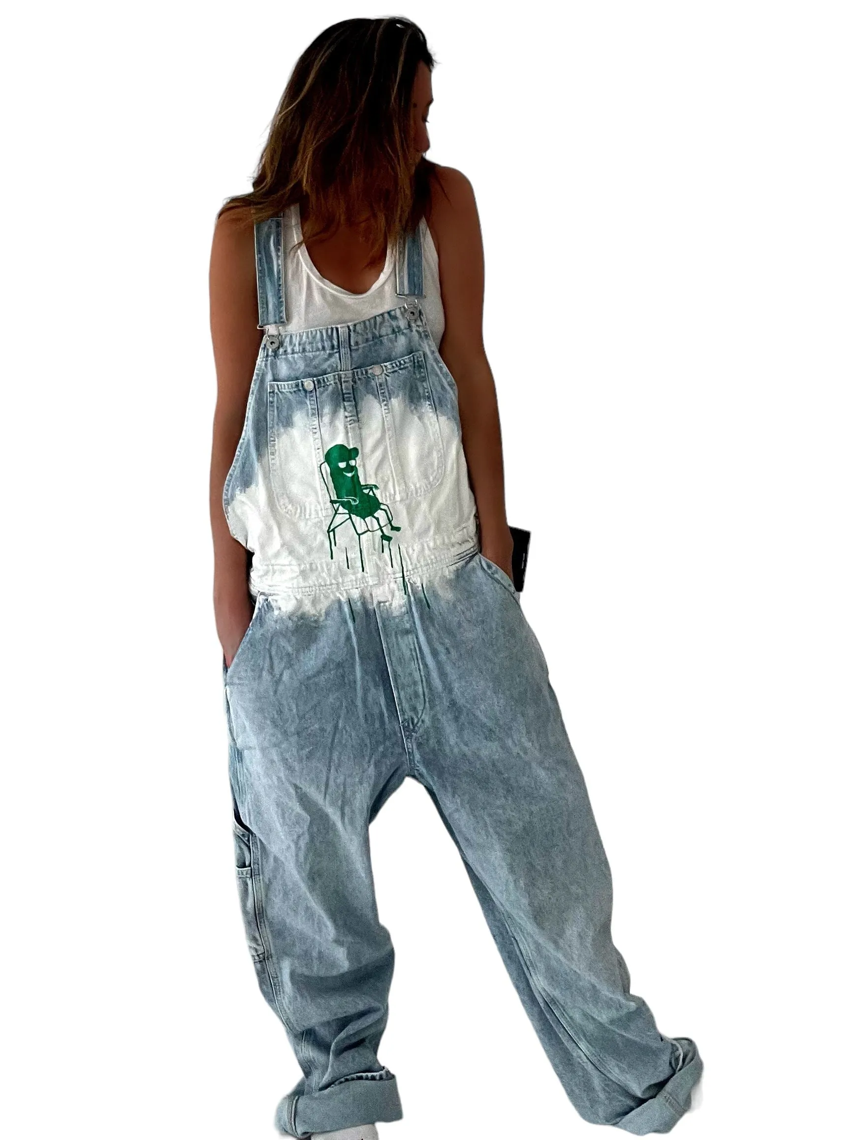 Grillo's x W G 'Chill Pickle' Painted Overalls