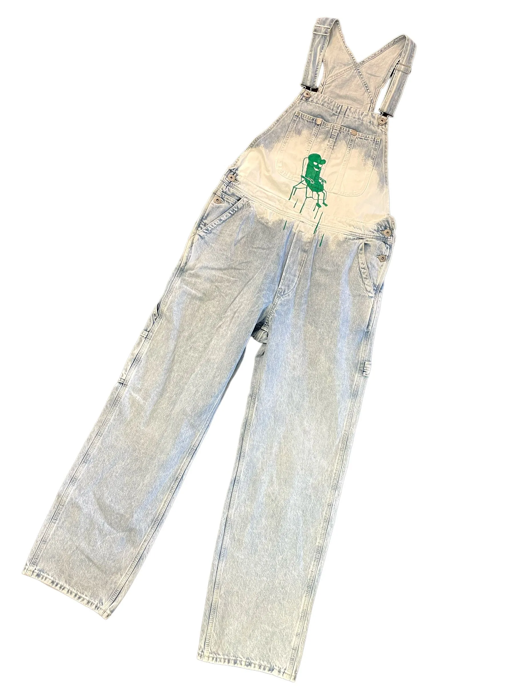 Grillo's x W G 'Chill Pickle' Painted Overalls