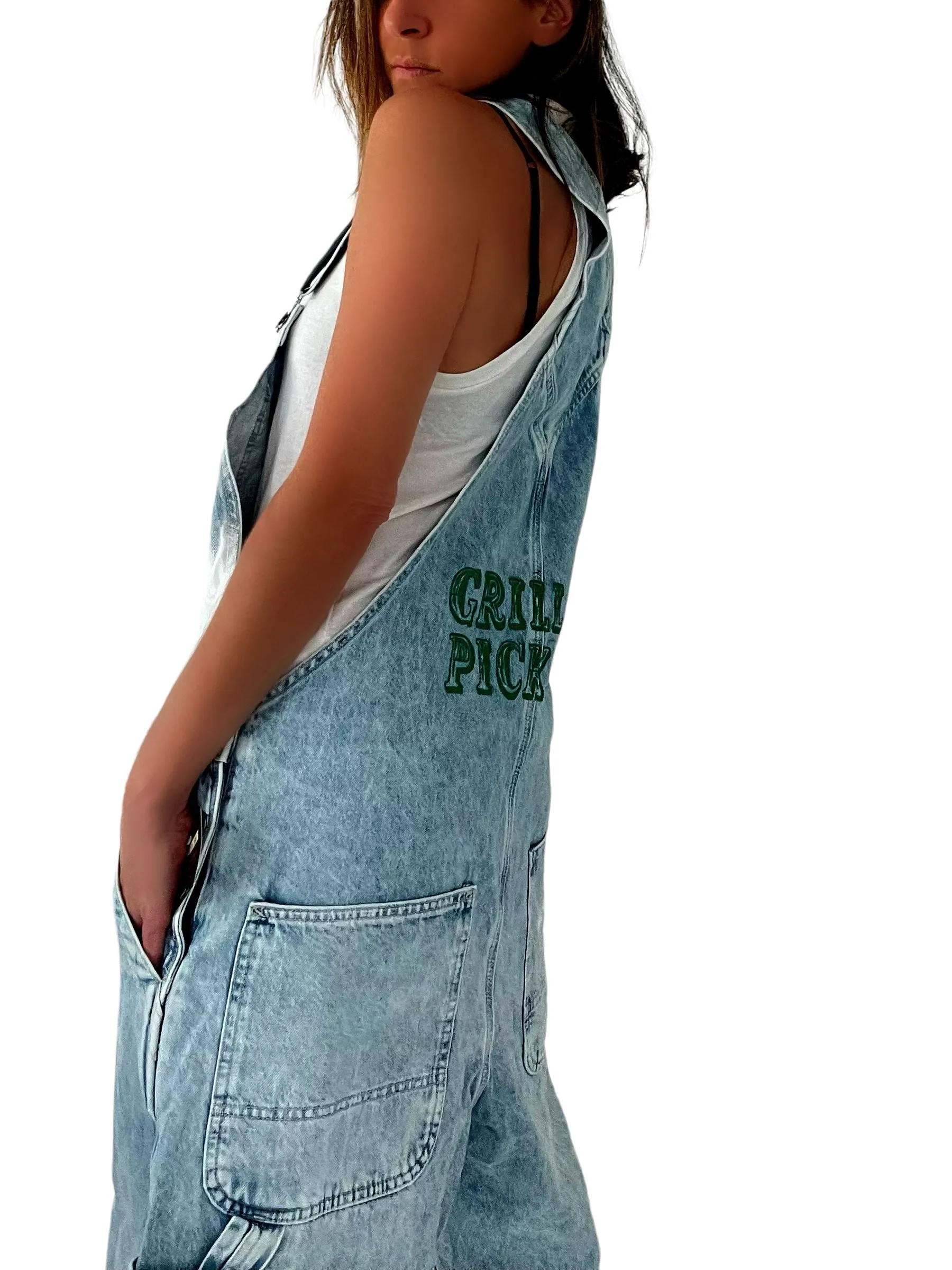 Grillo's x W G 'Chill Pickle' Painted Overalls