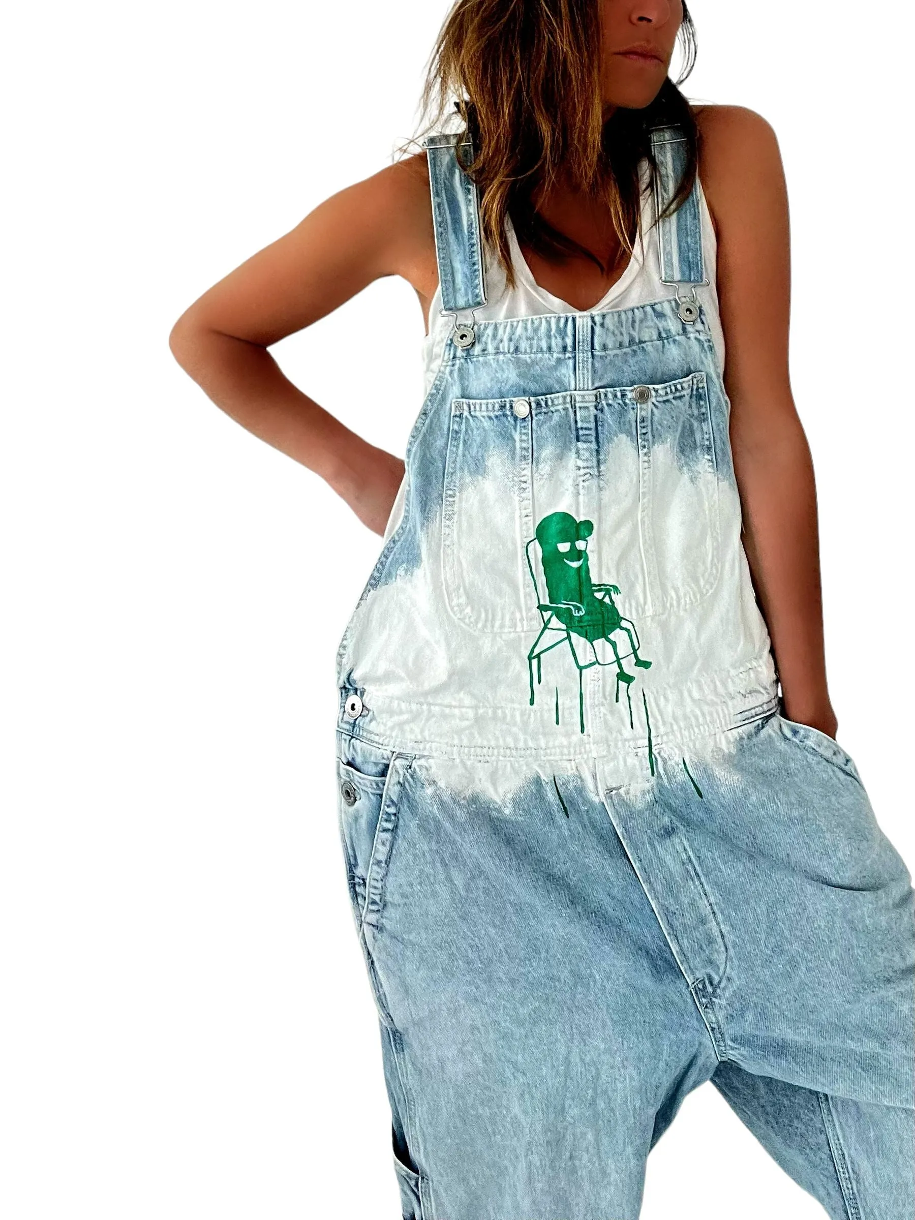 Grillo's x W G 'Chill Pickle' Painted Overalls