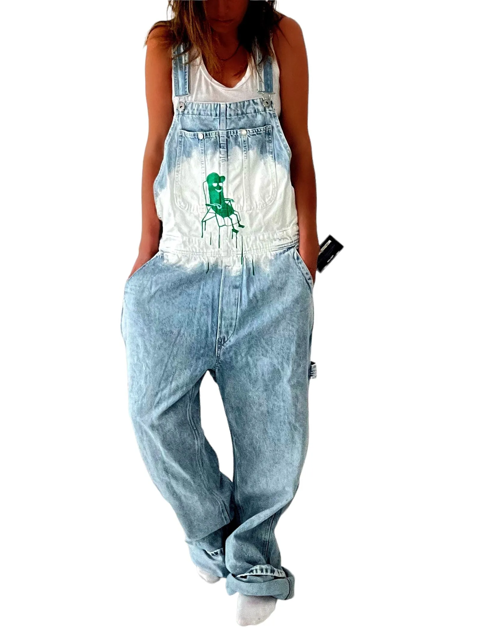 Grillo's x W G 'Chill Pickle' Painted Overalls
