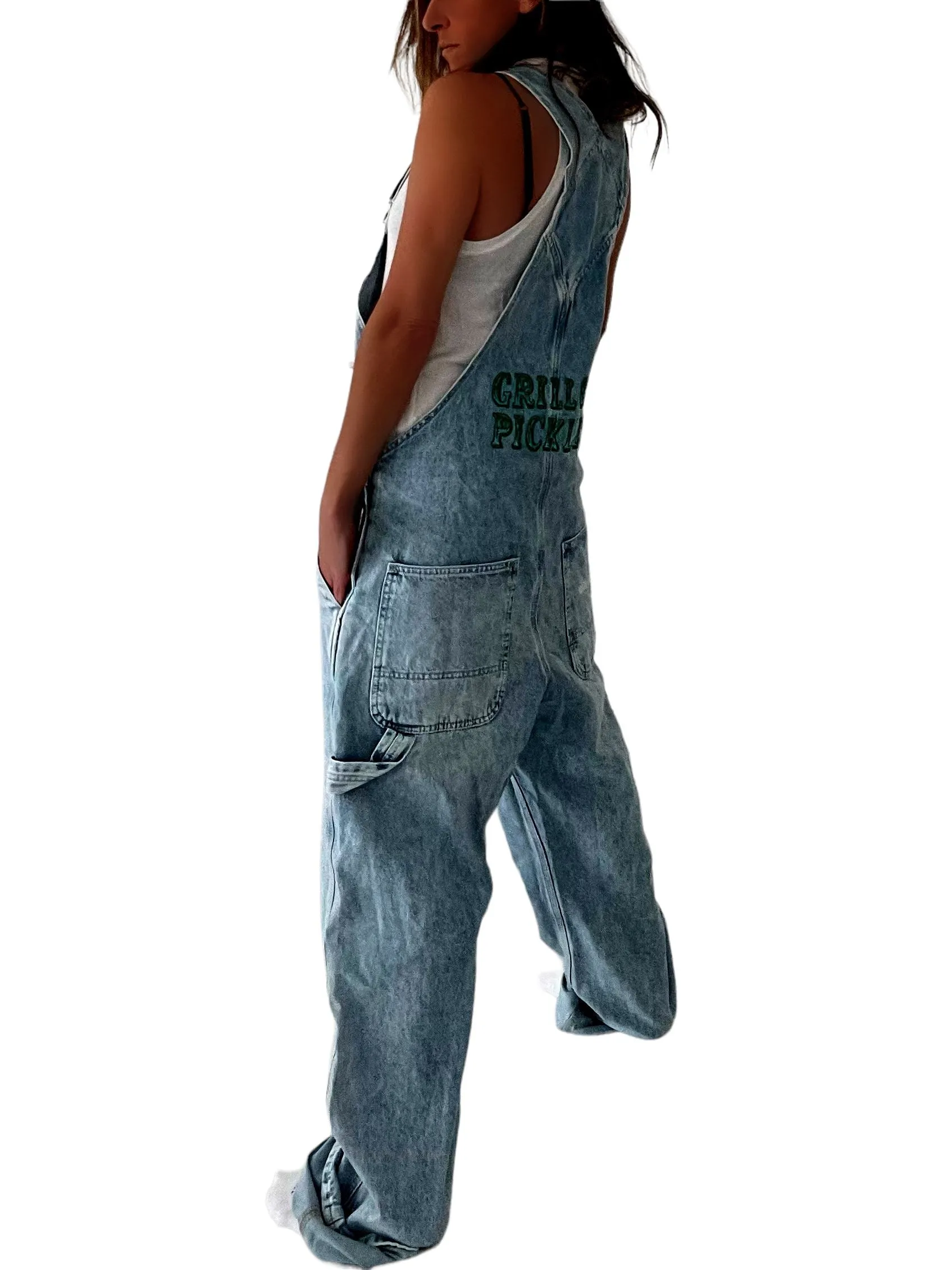 Grillo's x W G 'Chill Pickle' Painted Overalls