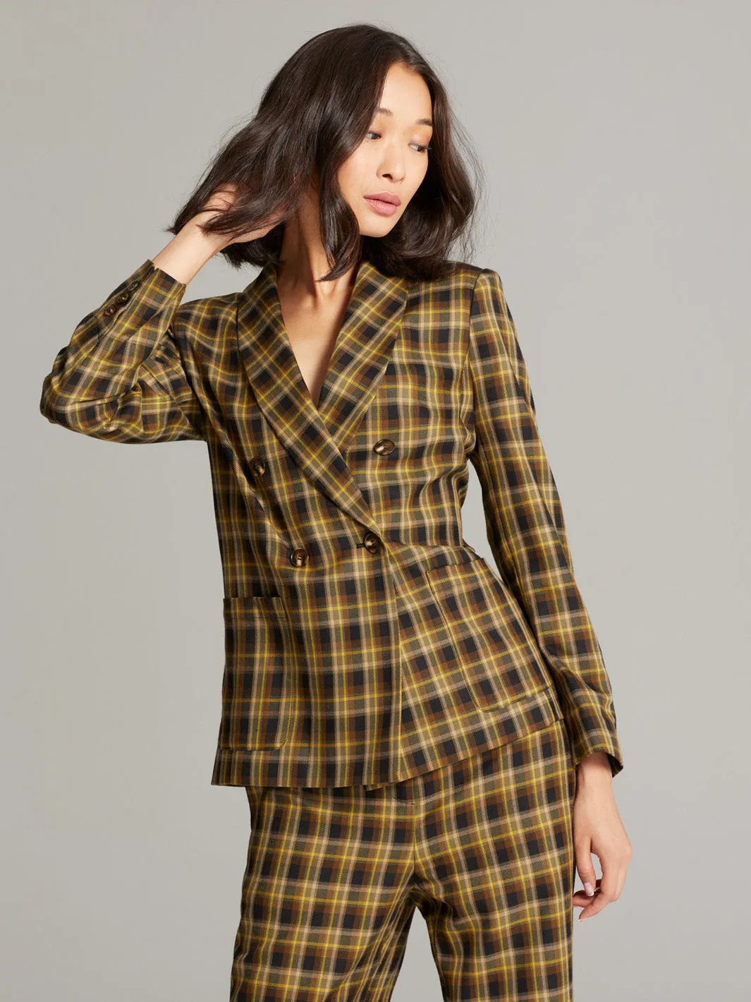 Long sleeves Plaid Blazer