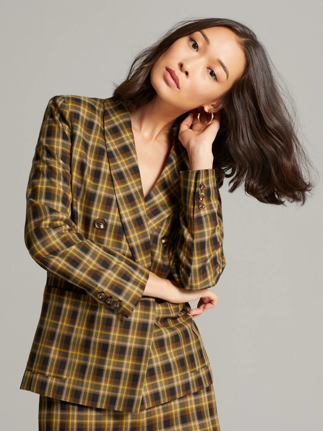Long sleeves Plaid Blazer