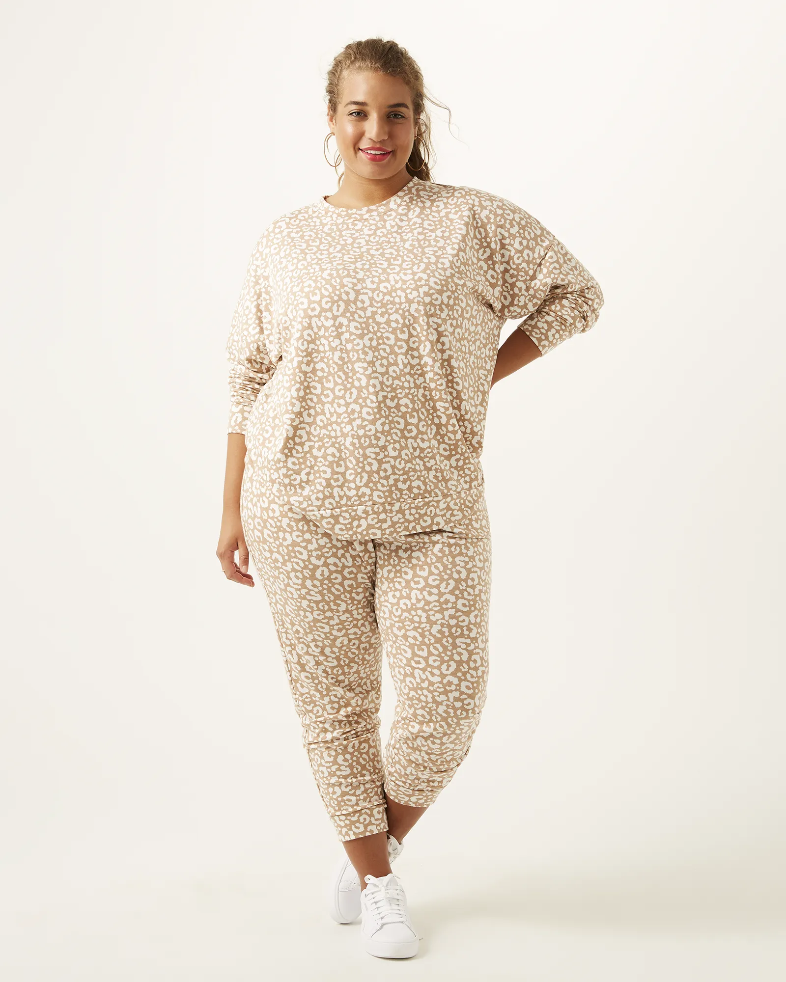Maude Printed Sweatshirt | Brown / White