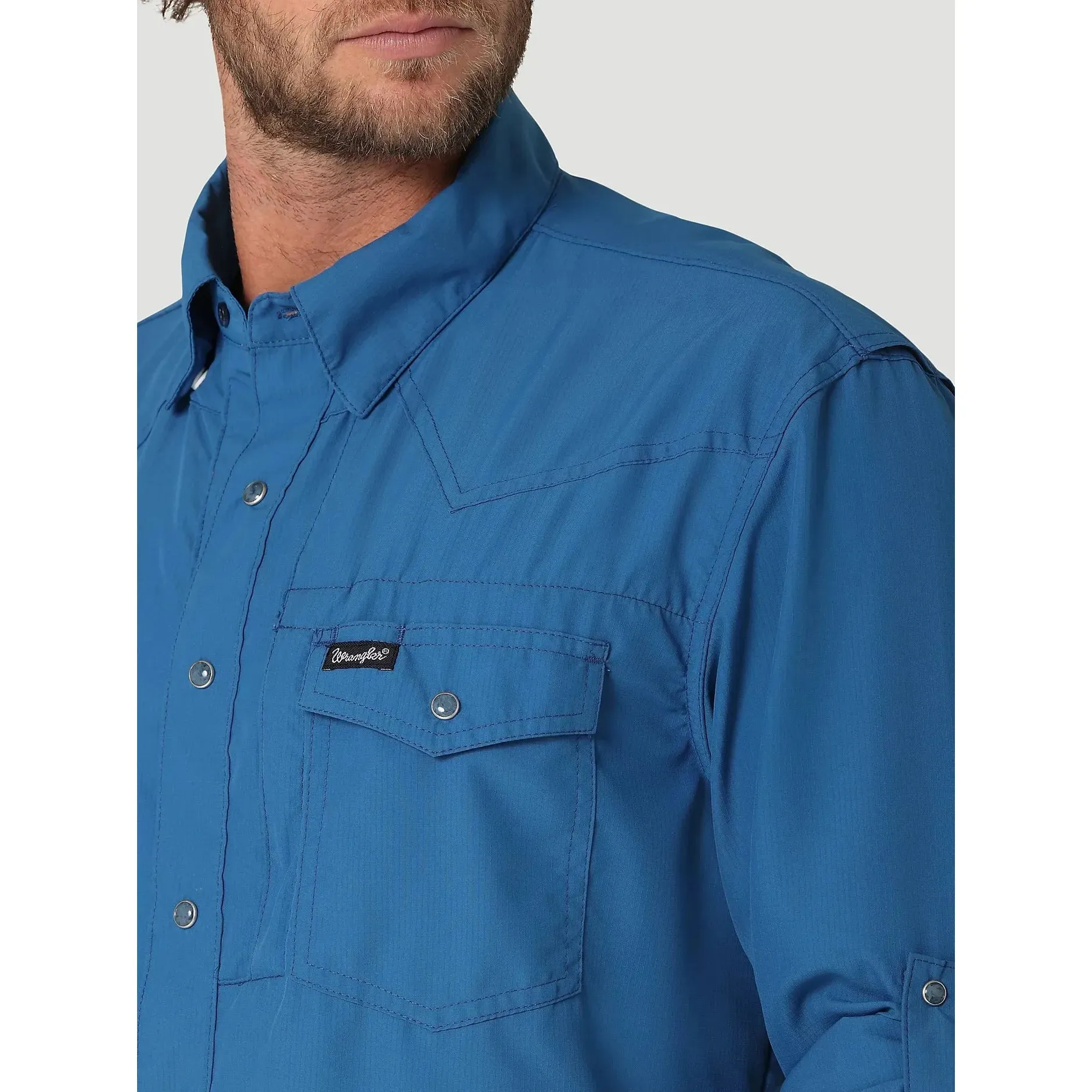 Men's Wrangler Performance Snap Long Sleeve Solid Shirt 112323767