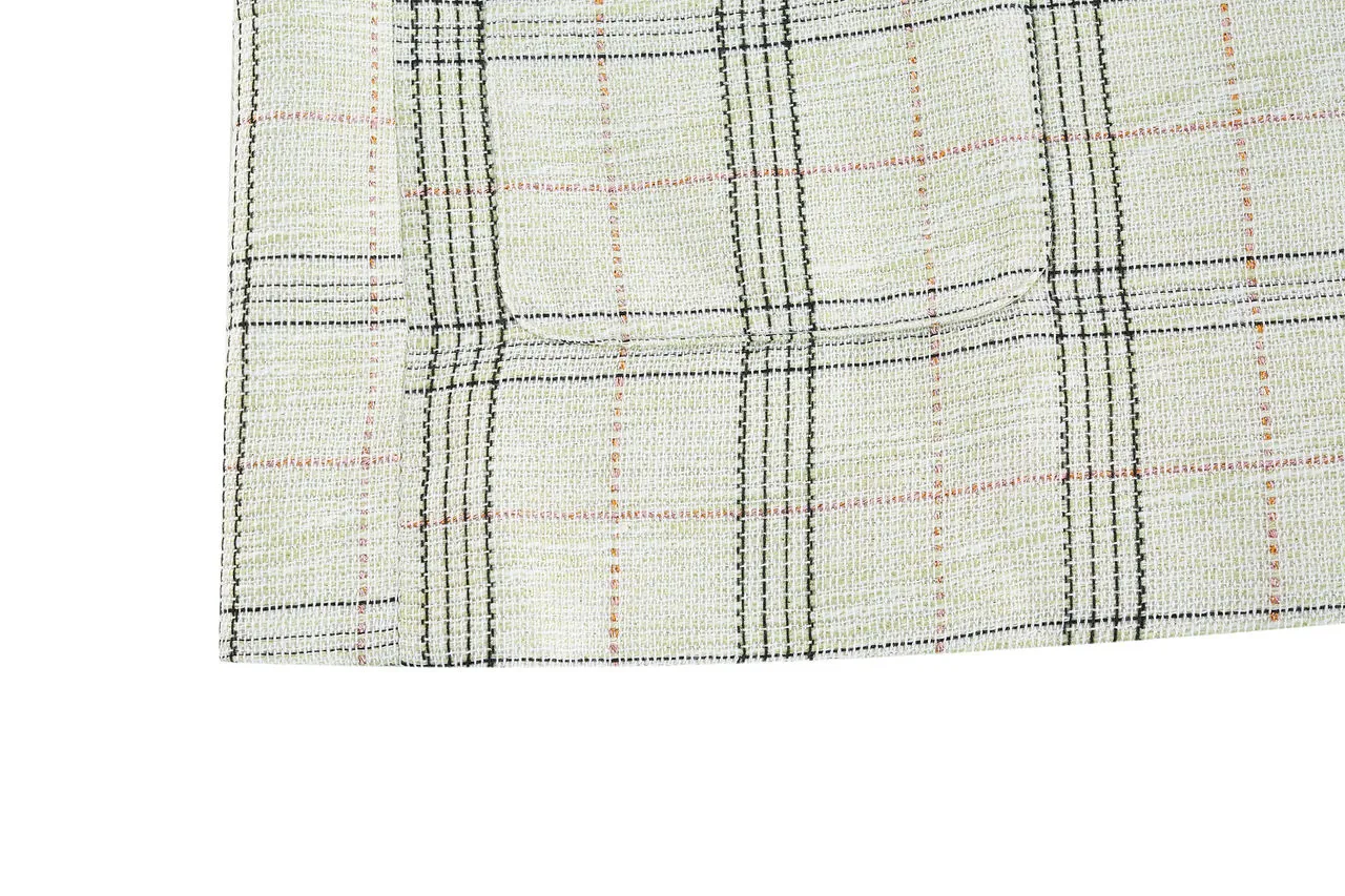 Plaid Checks Round Neck Jacket