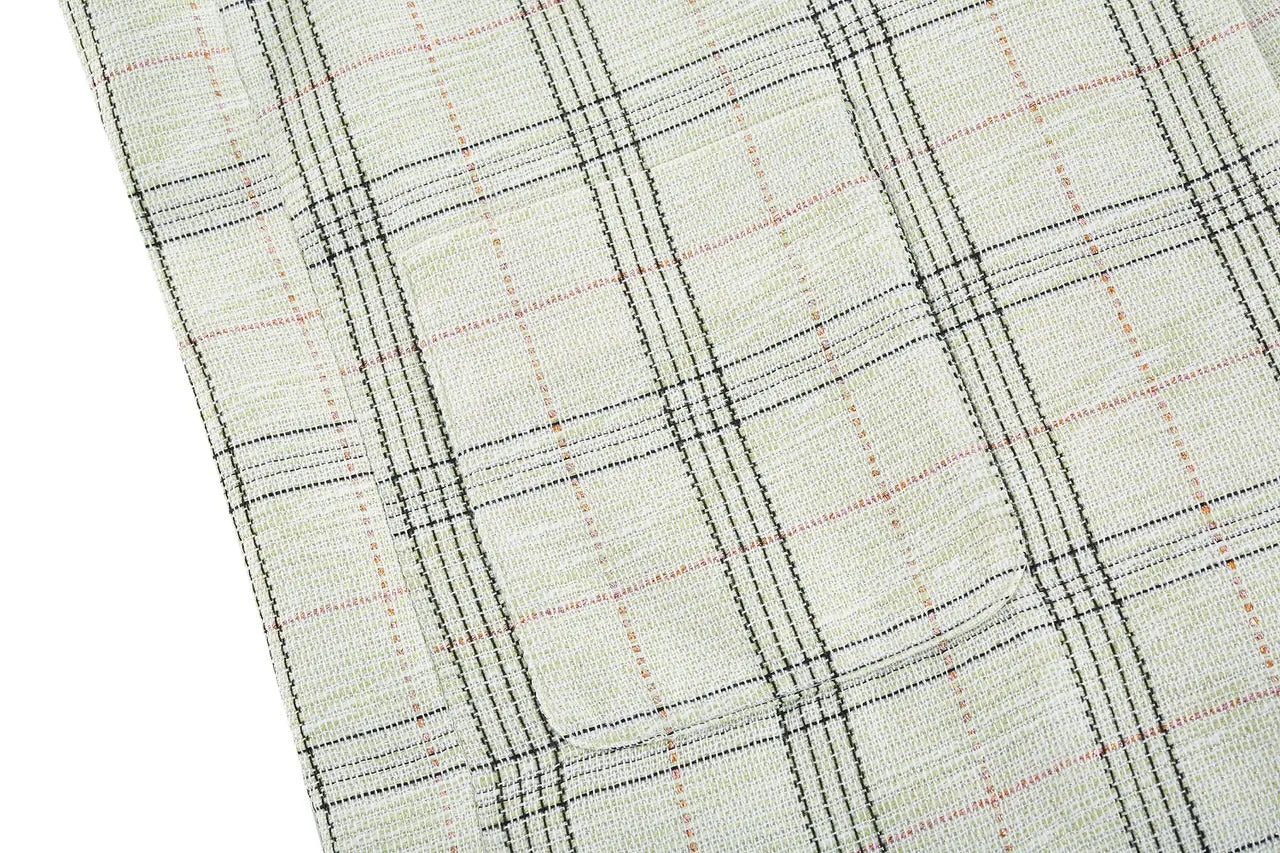 Plaid Checks Round Neck Jacket