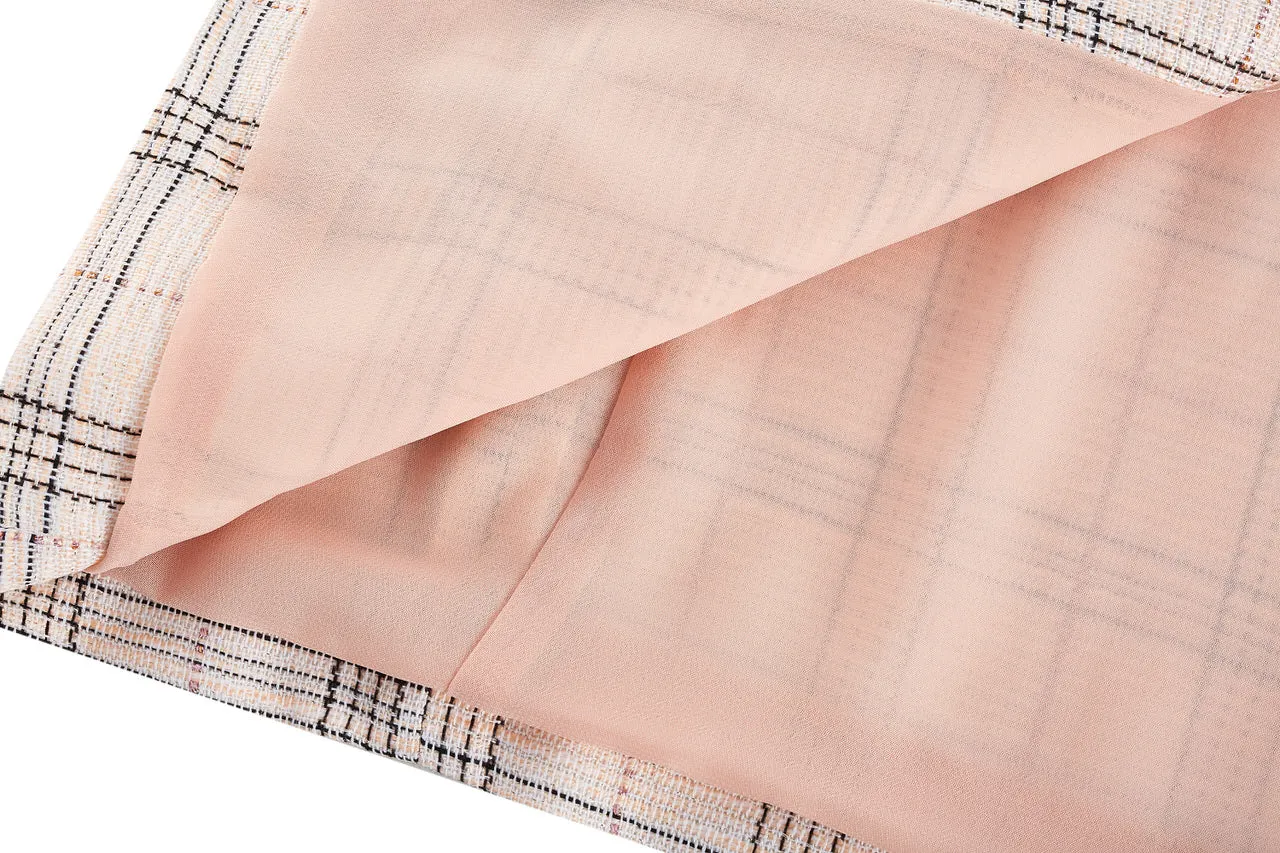 Plaid Checks Round Neck Jacket