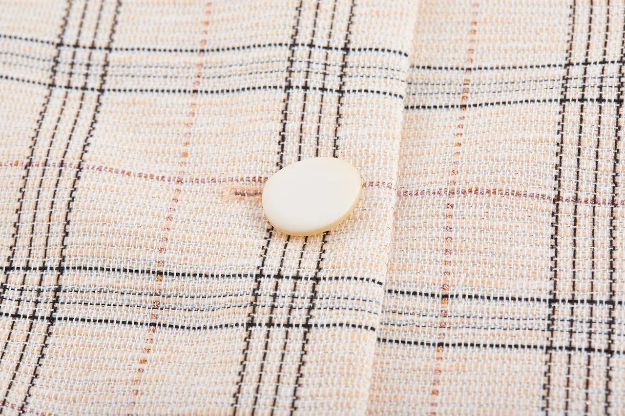 Plaid Checks Round Neck Jacket