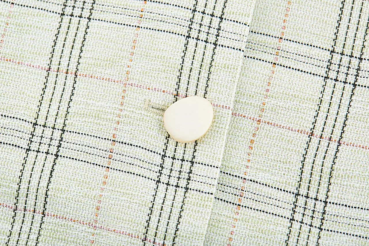 Plaid Checks Round Neck Jacket