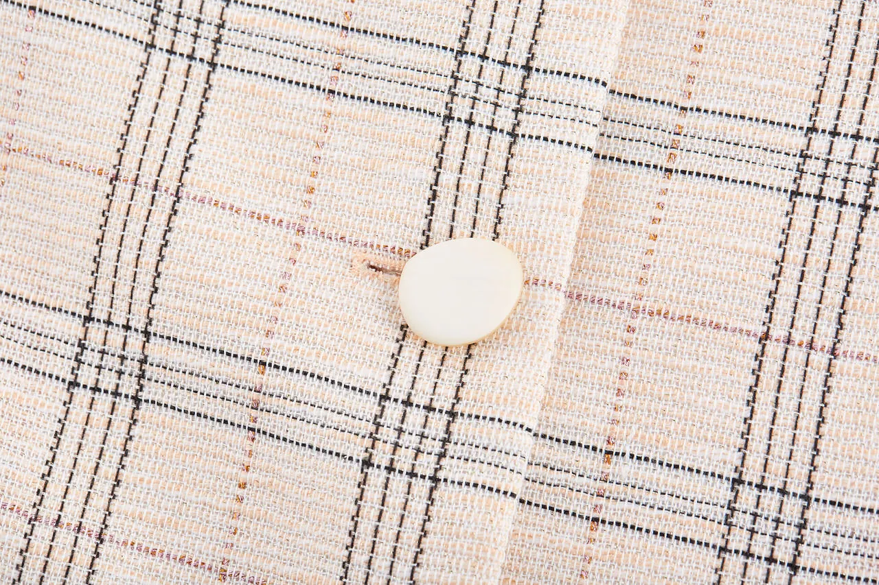 Plaid Checks Round Neck Jacket