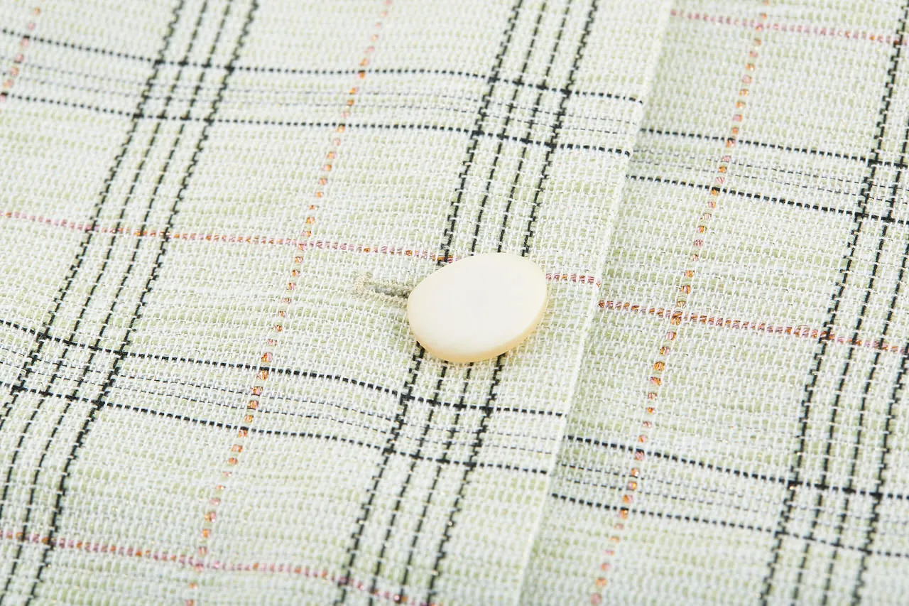 Plaid Checks Round Neck Jacket