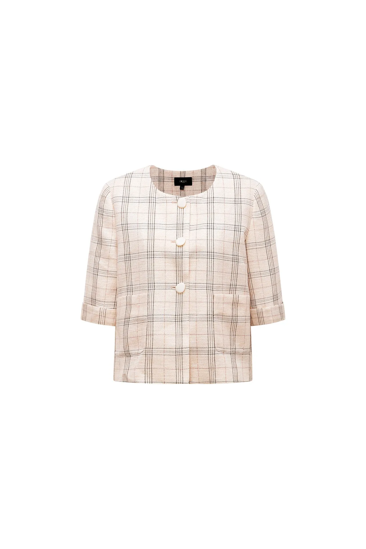 Plaid Checks Round Neck Jacket