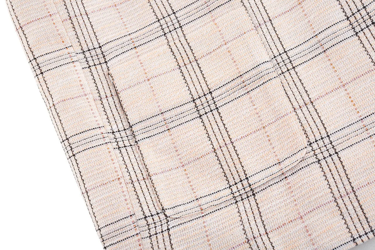 Plaid Checks Round Neck Jacket