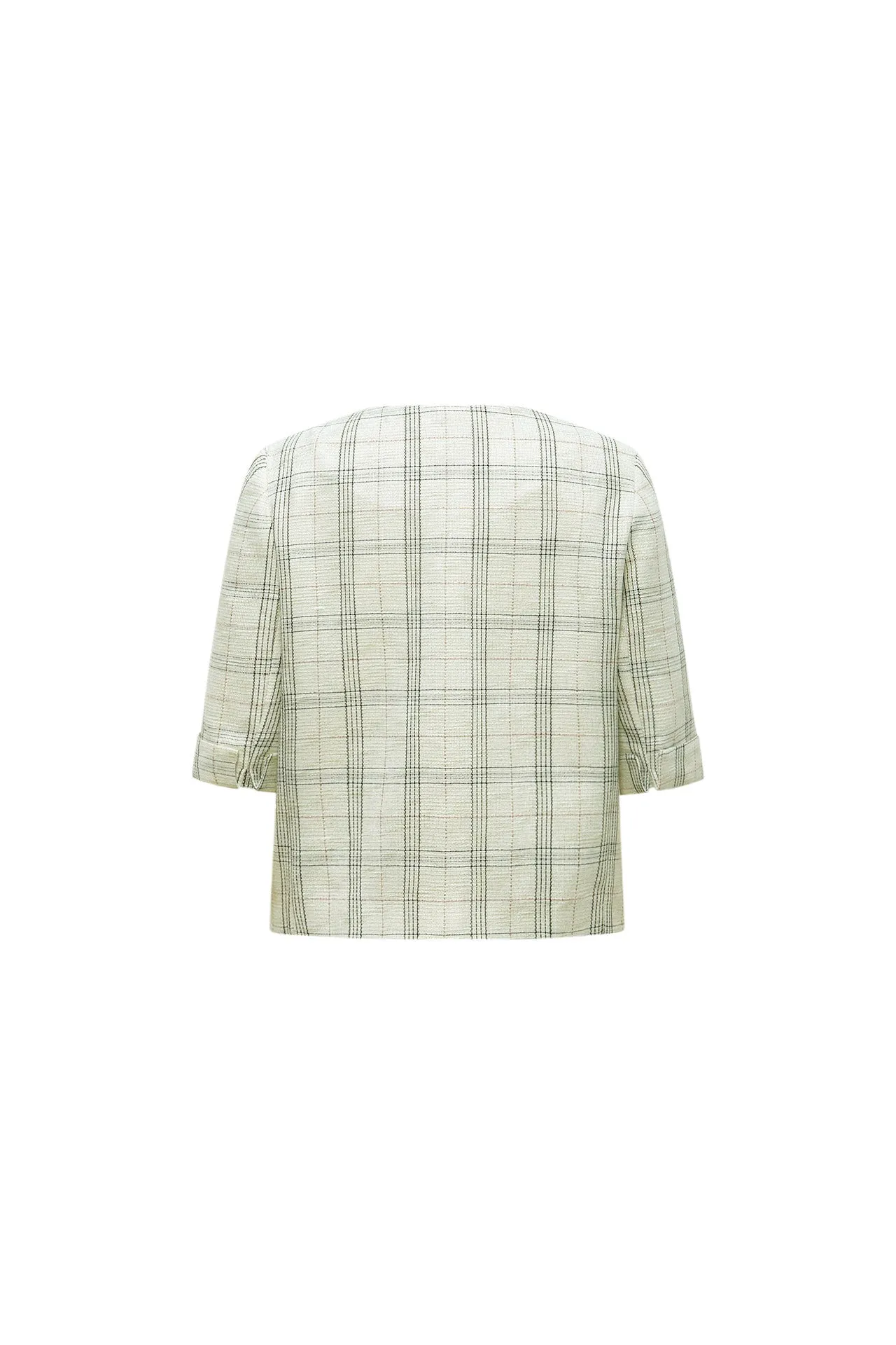 Plaid Checks Round Neck Jacket