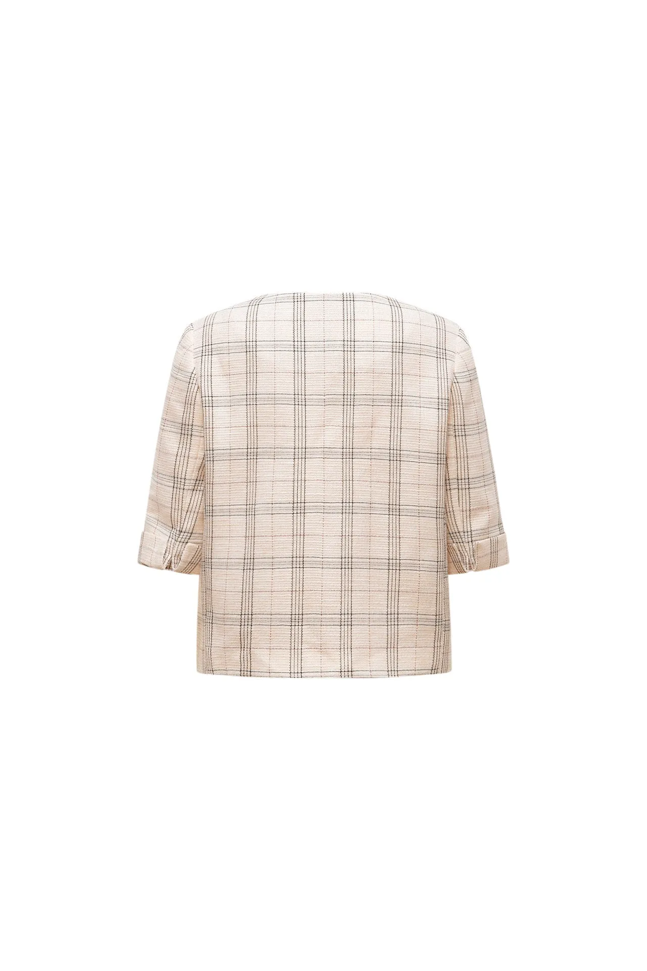 Plaid Checks Round Neck Jacket