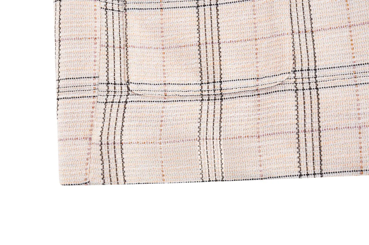 Plaid Checks Round Neck Jacket
