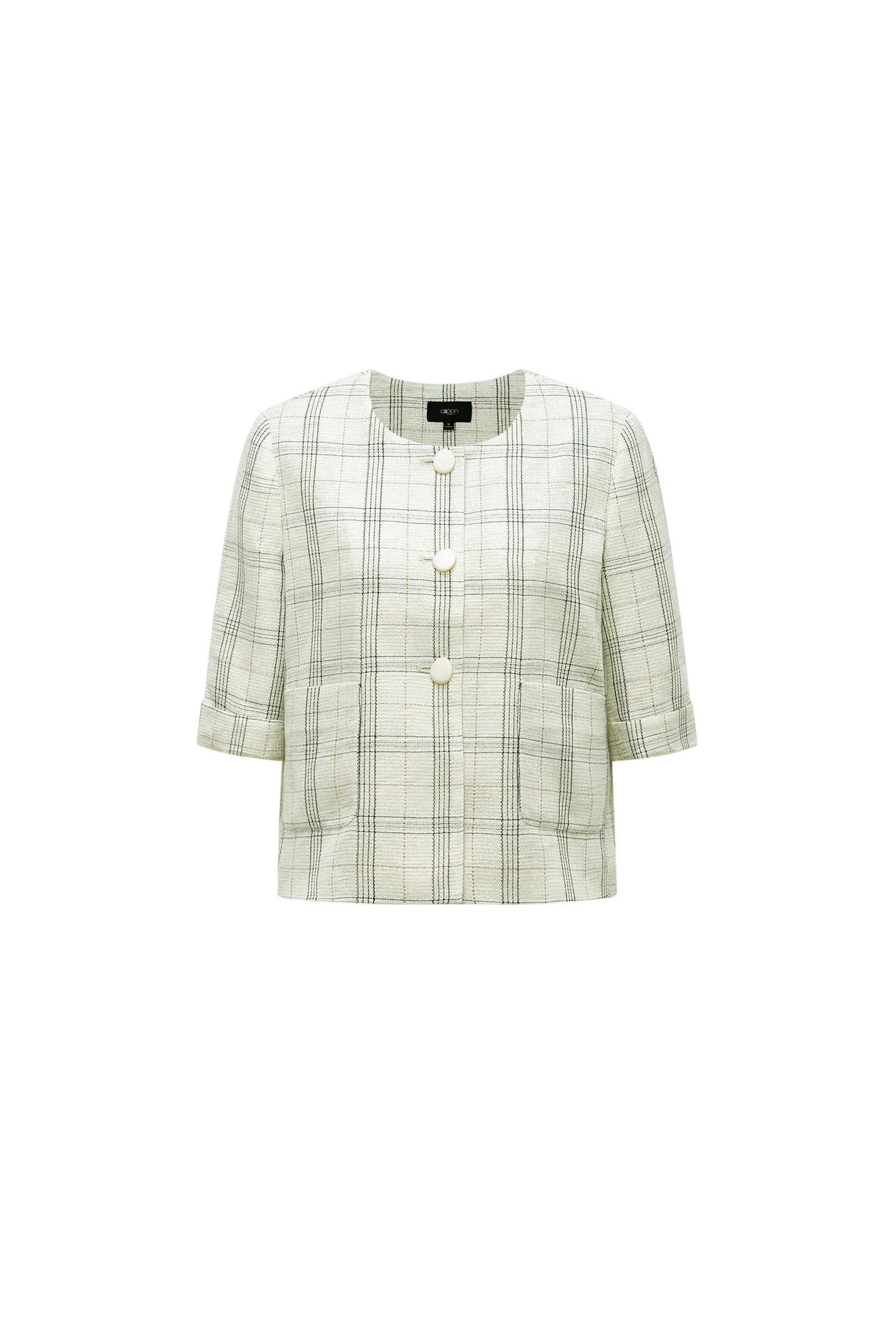 Plaid Checks Round Neck Jacket