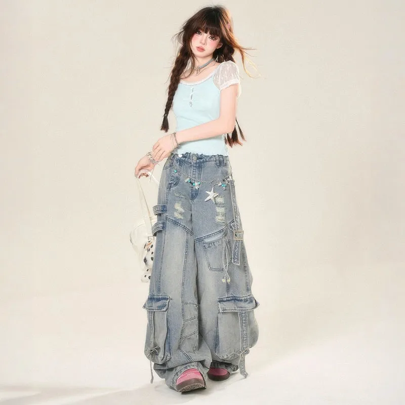 Summer American High Street Ripped Jeans